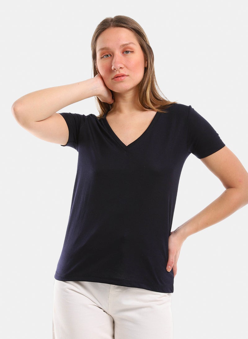 belle V Neck Slip On Heather Tee - Image 4