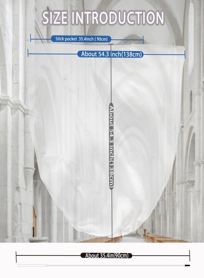 Baisdan 54"x54" Worship Flags for Dance Church, Praise Dance Flags, Silk-like Chiffon Flag with Flexible Rods & Storage Bag, Set of 2, White - Image 2