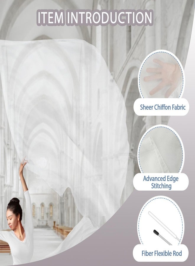 Baisdan 54"x54" Worship Flags for Dance Church, Praise Dance Flags, Silk-like Chiffon Flag with Flexible Rods & Storage Bag, Set of 2, White - Image 3