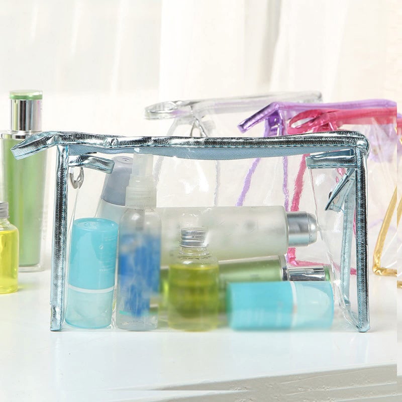 Silver Transparent Waterproof Travel Toiletry Bag For Makeup Bath Storage - Image 5