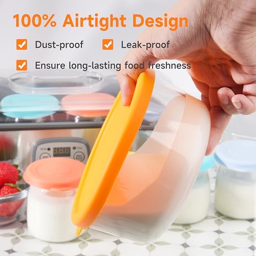 Purekra 2 Packs Silicone Replacement Bowl Lids for Ultimate 1-Quart Glass Yogurt Containers, Reusable Yogurt Bowl Covers, Dishwasher Freezer Microwave Safe (Glass NOT Included) - Image 4