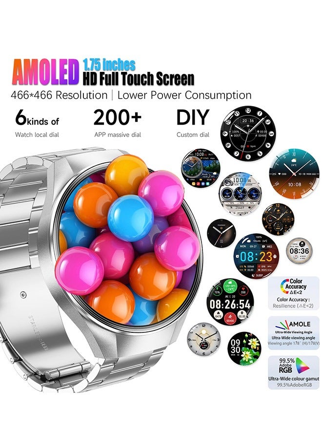 RollsTimi  Smart Watches for Men with Bluetooth Call, 1.75" AMOLED Waterproof Smartwatch, 100+ Sport Modes, 400mAh Heart Rate/Sleep Monitor Fitness Tracker for Android iOS  - Image 5
