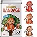 BioSwiss Bandages Monkey Shaped Self Adhesive Bandage Set Latex Free Sterile Wound Care 50 Count - Image 1