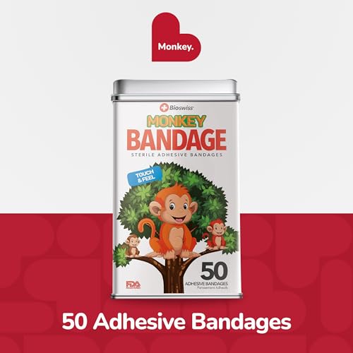 BioSwiss Bandages Monkey Shaped Self Adhesive Bandage Set Latex Free Sterile Wound Care 50 Count - Image 5