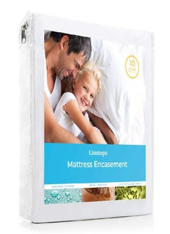 LINENSPA Linenspa Zippered Mattress Encasement - Waterproof & Bed Bug Proof - Premium Noiseless & Absorbent Cover - Full XL,White  - Image 1