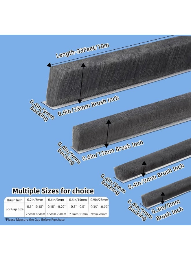 Door Seal Strip Brush 1.0mm x 1.0mm x 10m Felt Weather Stripping Winter Weather Stripping for Doors and Windows, 1 Piece, Grey - Image 3