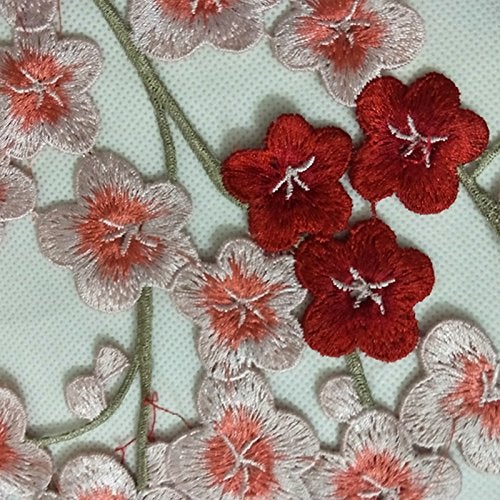 FEEPOP 1set Large Long Plum Blossom Floral Lace Fabric Embroidery Trim Applique Lace Motif Venise Embossed Patches for Sewing … (Color A) - Image 5