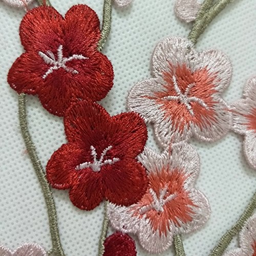 FEEPOP 1set Large Long Plum Blossom Floral Lace Fabric Embroidery Trim Applique Lace Motif Venise Embossed Patches for Sewing … (Color A) - Image 4