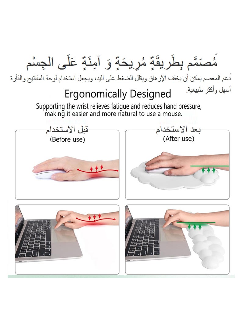 LAIAOCISI Keyboard Wrist Rest Set Cute Cloud Shape PU Memory Foam Non-Slip Wrist Rest with A Coaster Cup Mat Computer Elbow Pad Arm Rest Wrist Cushion Mouse pad, Ergonomic Design for Typing Comfortably - Image 4
