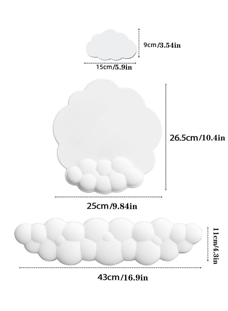 LAIAOCISI Keyboard Wrist Rest Set Cute Cloud Shape PU Memory Foam Non-Slip Wrist Rest with A Coaster Cup Mat Computer Elbow Pad Arm Rest Wrist Cushion Mouse pad, Ergonomic Design for Typing Comfortably - Image 3