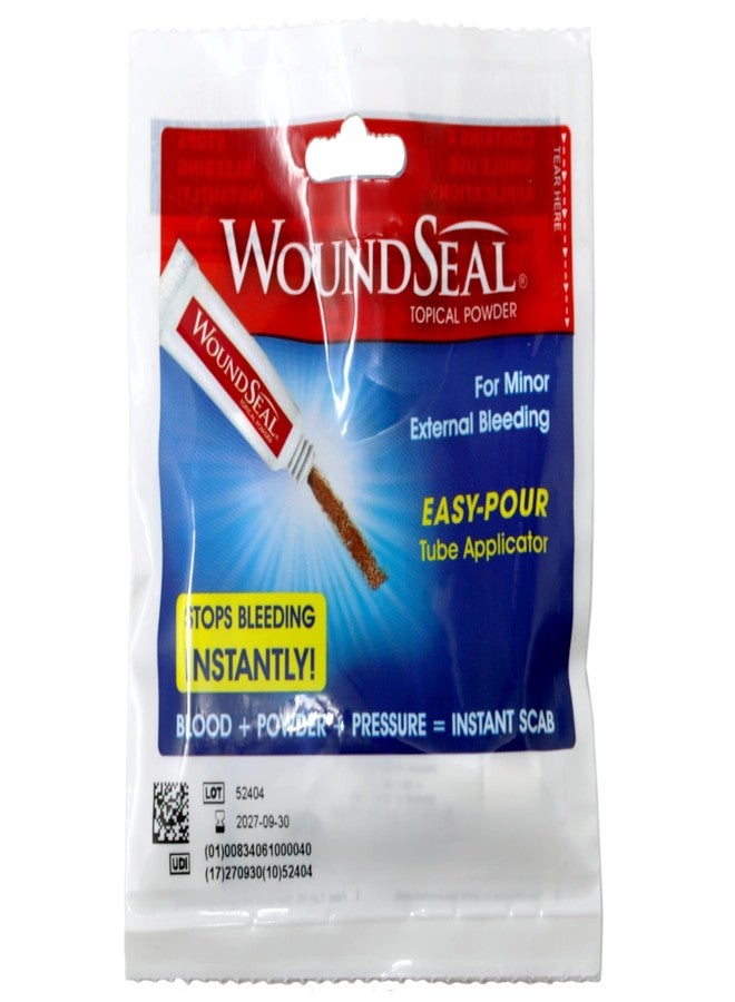 WoundSeal بودرة ووندسيل الموضعية للنزيف الخارجي الطفيف، أنبوب سهل الاستخدام، تركيبة سريعة المفعول لتخثر الدم، 4 استخدامات فردية - Image 1