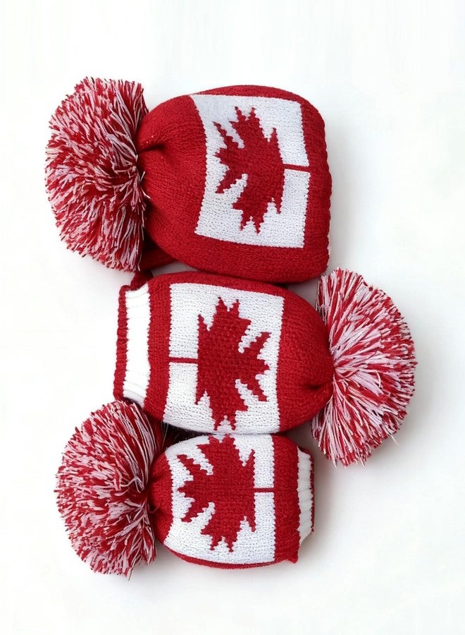 Scott Edward 1PCS Knit Pom Pom Driver(460cc) Club Protector Golf Club Cover with Rotating Number Tags,Soft,Portable（Red and White Maple Leaves） - Image 4