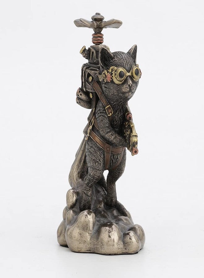 Veronese Design 5 1/2 Inch Tall Steampunk Cat Propeller Animal Collectible Figurine Cold Cast Bronzed Resin Statue - Image 1