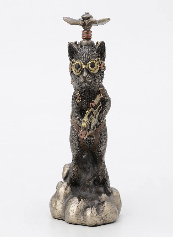 Veronese Design 5 1/2 Inch Tall Steampunk Cat Propeller Animal Collectible Figurine Cold Cast Bronzed Resin Statue - Image 3