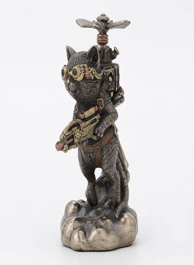 Veronese Design 5 1/2 Inch Tall Steampunk Cat Propeller Animal Collectible Figurine Cold Cast Bronzed Resin Statue - Image 2