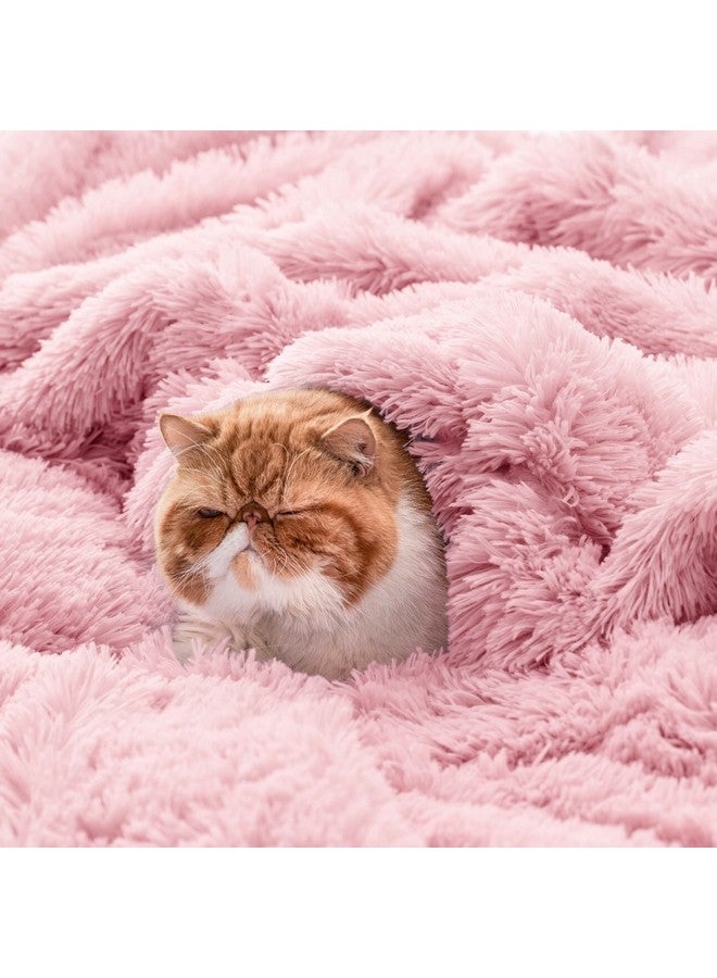 Bedsure Bedsure Fluffy Pink King Size Blanket for Bed, Thick Soft Sherpa Faux Fur Fleece Bedding Fuzzy Plush Winter Warm Heavy Oversize Big Large King Blanket, Cozy Pink Gifts for Men Women, 108x90  - Image 3