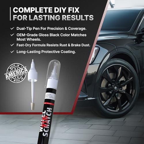 Wheel Scratch Fix® Gloss Black Magic Car Scratch Remover Pen - Alloy Wheel Touch Up Paint Pen for Cars, Curb Rash Removal with Fast-Drying & Long-Lasting OEM Finish, Vehicles Rim Repair Paint for Chip (Universal Gloss Black Wheel Paint (Pen Only)) - Image 5