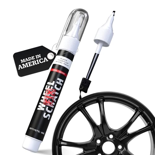 Wheel Scratch Fix® Gloss Black Magic Car Scratch Remover Pen - Alloy Wheel Touch Up Paint Pen for Cars, Curb Rash Removal with Fast-Drying & Long-Lasting OEM Finish, Vehicles Rim Repair Paint for Chip (Universal Gloss Black Wheel Paint (Pen Only)) - Image 1