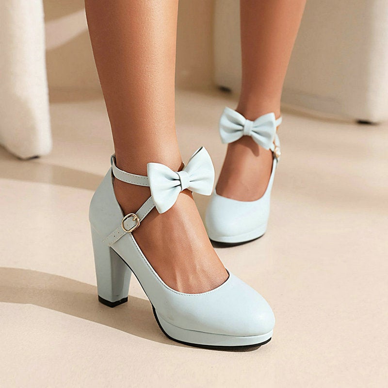 Round Head High Heeled Shoes Girl Princess Small Leather Shoes White Girl Chunky Heeled Shoes Mary Jane Women'S Shoes - Image 4