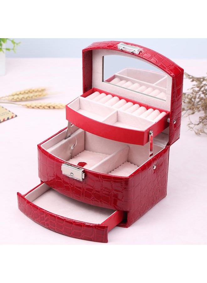 yongsheng 3 Layers Jewelry Box, Jewelry Case Necklace Ring Storage Box Case Gift Portable Travel Jewelry Case Display Organizer Faux Leather  - Image 3