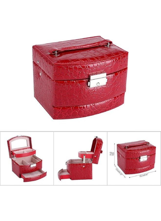 yongsheng 3 Layers Jewelry Box, Jewelry Case Necklace Ring Storage Box Case Gift Portable Travel Jewelry Case Display Organizer Faux Leather  - Image 5