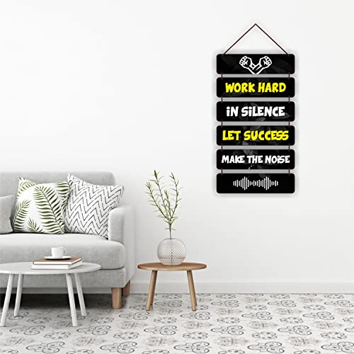 Freny Exim MDF Wooden Work Hard In Silence Let Success Make The Noise Quote Wall Hanging Art For Home Decor | Office | Gift (12 inch X 30 Inch) Multicolour 506 - Image 3