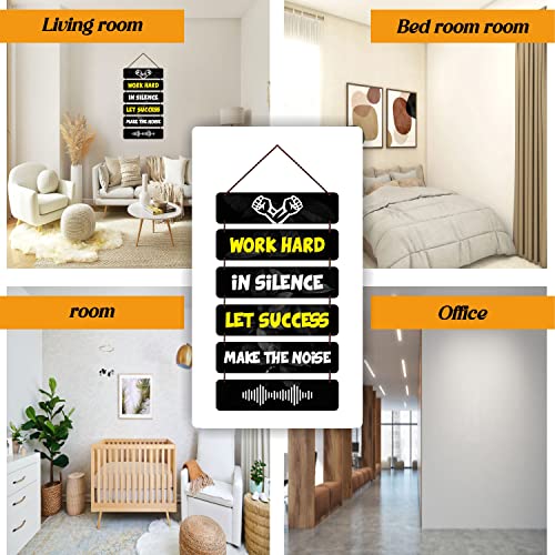 Freny Exim MDF Wooden Work Hard In Silence Let Success Make The Noise Quote Wall Hanging Art For Home Decor | Office | Gift (12 inch X 30 Inch) Multicolour 506 - Image 2