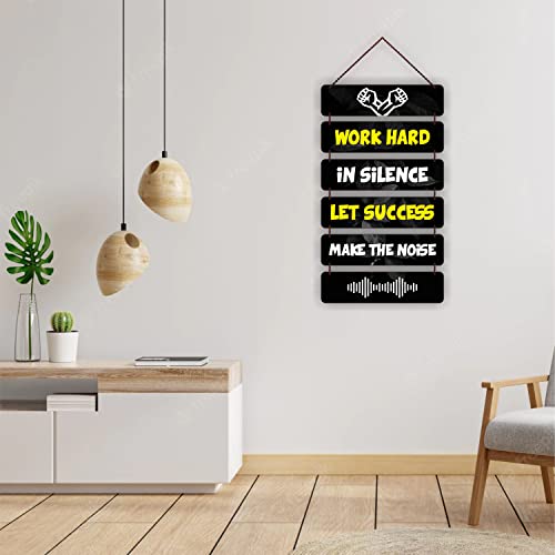 Freny Exim MDF Wooden Work Hard In Silence Let Success Make The Noise Quote Wall Hanging Art For Home Decor | Office | Gift (12 inch X 30 Inch) Multicolour 506 - Image 4