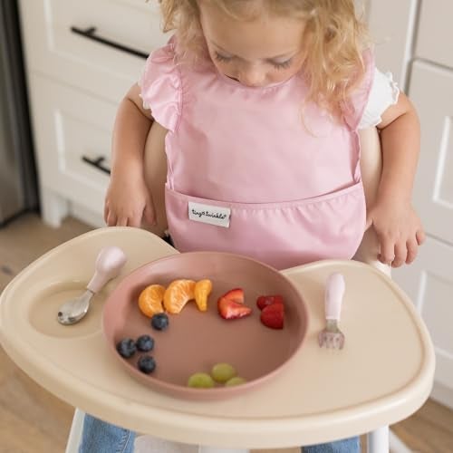 Tiny Twinkle Mess-Proof Baby Bibs for Eating | Waterproof, Wipeable Toddler Bibs with Catch-All Pocket | Feeding Bibs for Girls & Boys(3 Pack,Toile,Bows) - Image 4