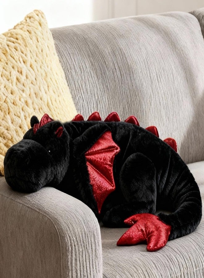 ARELUX Large 36in Cute Dragon Stuffed Animals Plush Toy Soft Black Pterosaur Plushie Giant Fuzzy Dinosaur Pillow Plushies with Wings Cuddly Gifts for Friends Family - Image 1