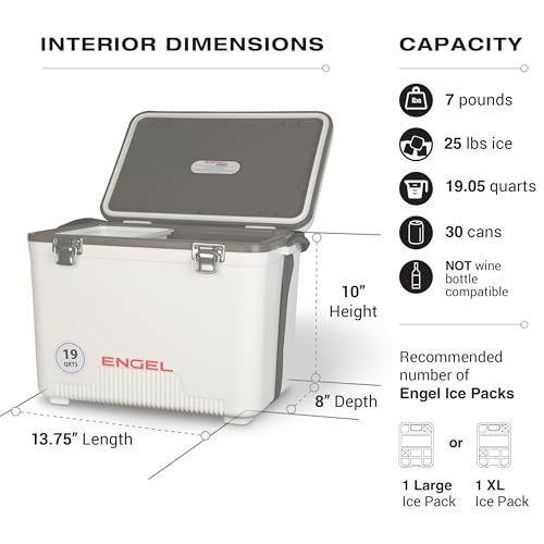 Engel UC19 19qt Leak-Proof, Air Tight, Drybox Cooler and Small Hard Shell Lunchbox for Men and Women in White - Image 3