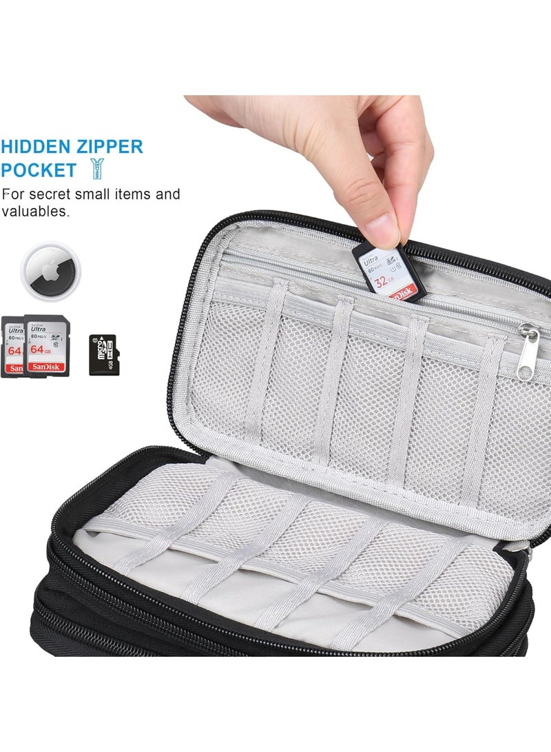 Lacdo USB Flash Drive Case with Labels, USB Case Organizer Thumb Drive Holder Portable Storage Bag Large Capacity for SanDisk/Samsung Flash Drives Jump Drive Memory Stick, SD Card, Cable, Black - Image 5