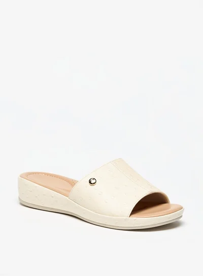 Flora Bella By Shoexpress Womens Textured Slip-On Flatform Sandals