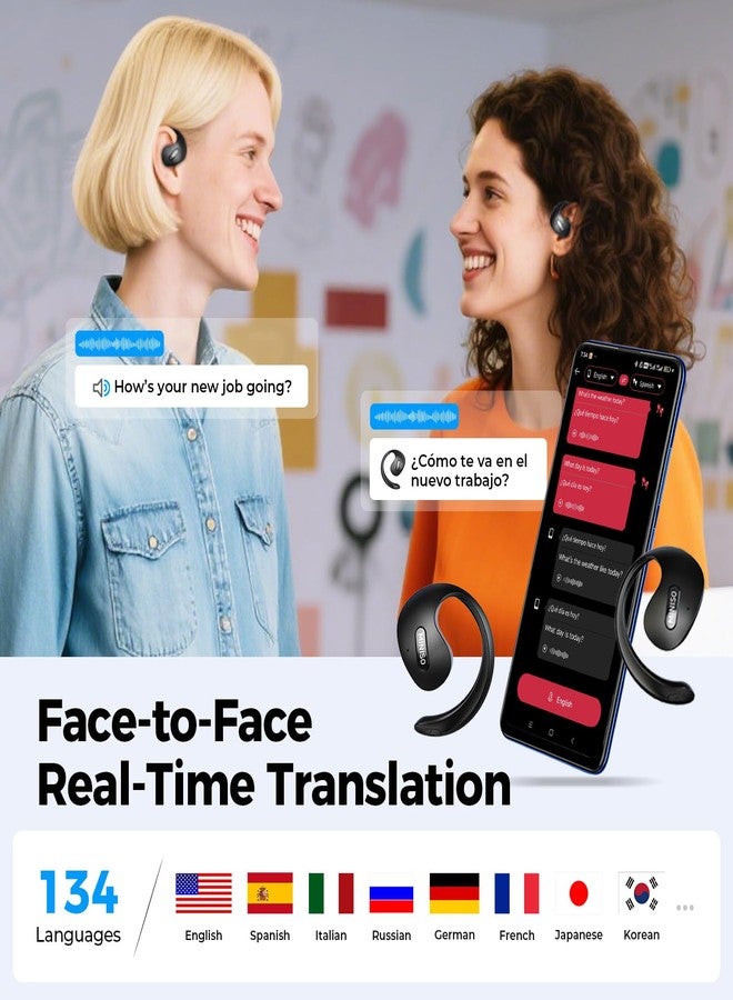 ميني سو سماعات MINISO X15PRO للترجمة الفورية بتقنية الذكاء الاصطناعي، مترجم لغات ثلاثي في واحد مع تطبيق، تدعم 134 لغة، سماعات رأس مفتوحة الأذن للترجمة، مثالية للتعلم والسفر والأعمال. - Image 3