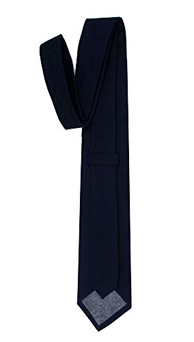 Kebocis Mens Solid Color Cotton Necktie Regular Tie for Men, Navy - Image 3