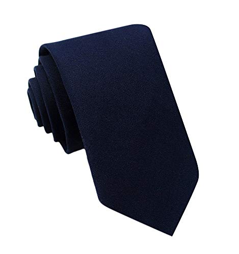 Kebocis Mens Solid Color Cotton Necktie Regular Tie for Men, Navy - Image 5