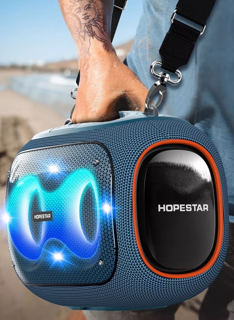HOPESTAR Party Box 120W Portable Bluetooth Speaker with Dual Wireless Microphones, 20W Fast Charging, IPX6 Waterproof, 10-Hour Playtime, RGB Lights – Ideal for Outdoor, Karaoke, - Image 5
