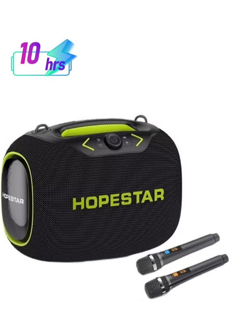 HOPESTAR Party Box 120W Portable Bluetooth Speaker with Dual Wireless Microphones, 20W Fast Charging, IPX6 Waterproof, 10-Hour Playtime, RGB Lights – Ideal for Outdoor, Karaoke, - Image 1