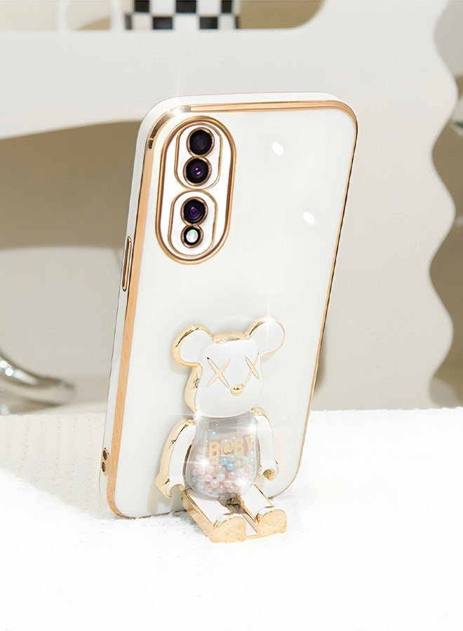 GROIC For Honor 80 Pro phone case,Plating Cartoon Bear Hidden Stand Phone Shell,TPU Soft Cover,Folding support protective shell for 6.67 Inch - Image 5