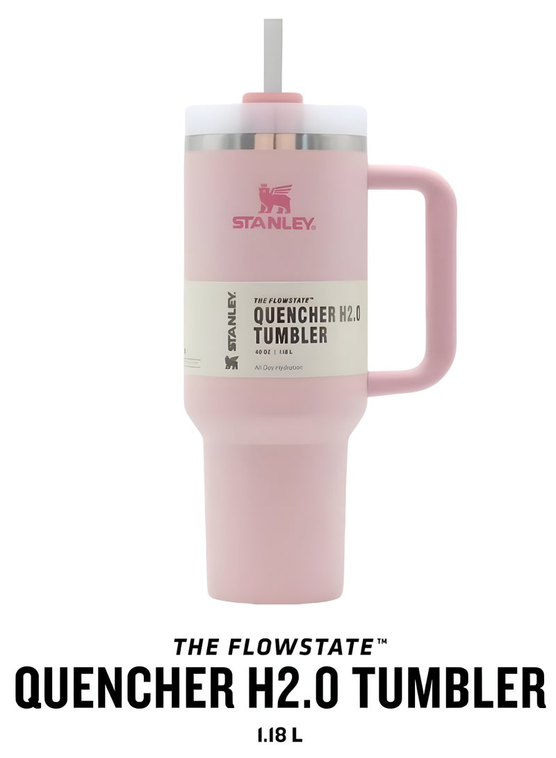 Stanley Quencher H2.0 FlowState Vacuum Stainless Steel Water Bottle with Lid and Straw, BPA-Free, 40oz, 28x10x7.5cm (Sakura Pink) - Image 3