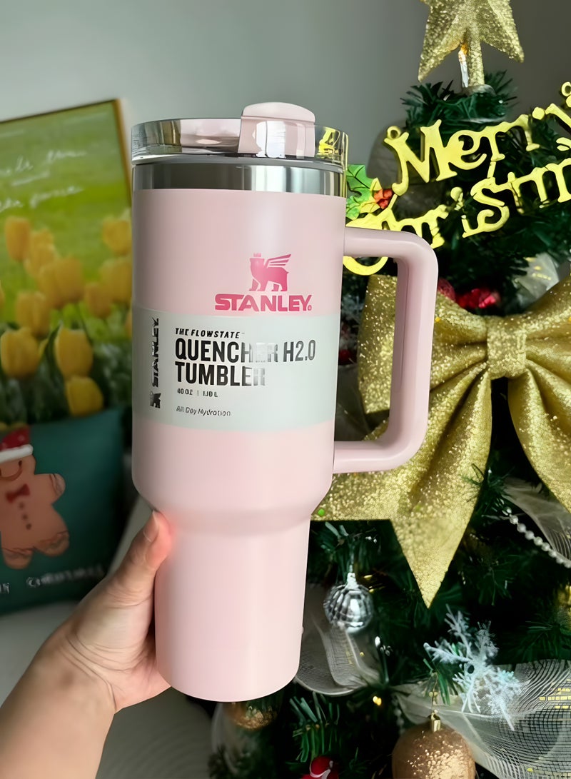 Stanley Quencher H2.0 FlowState Vacuum Stainless Steel Water Bottle with Lid and Straw, BPA-Free, 40oz, 28x10x7.5cm (Sakura Pink) - Image 5