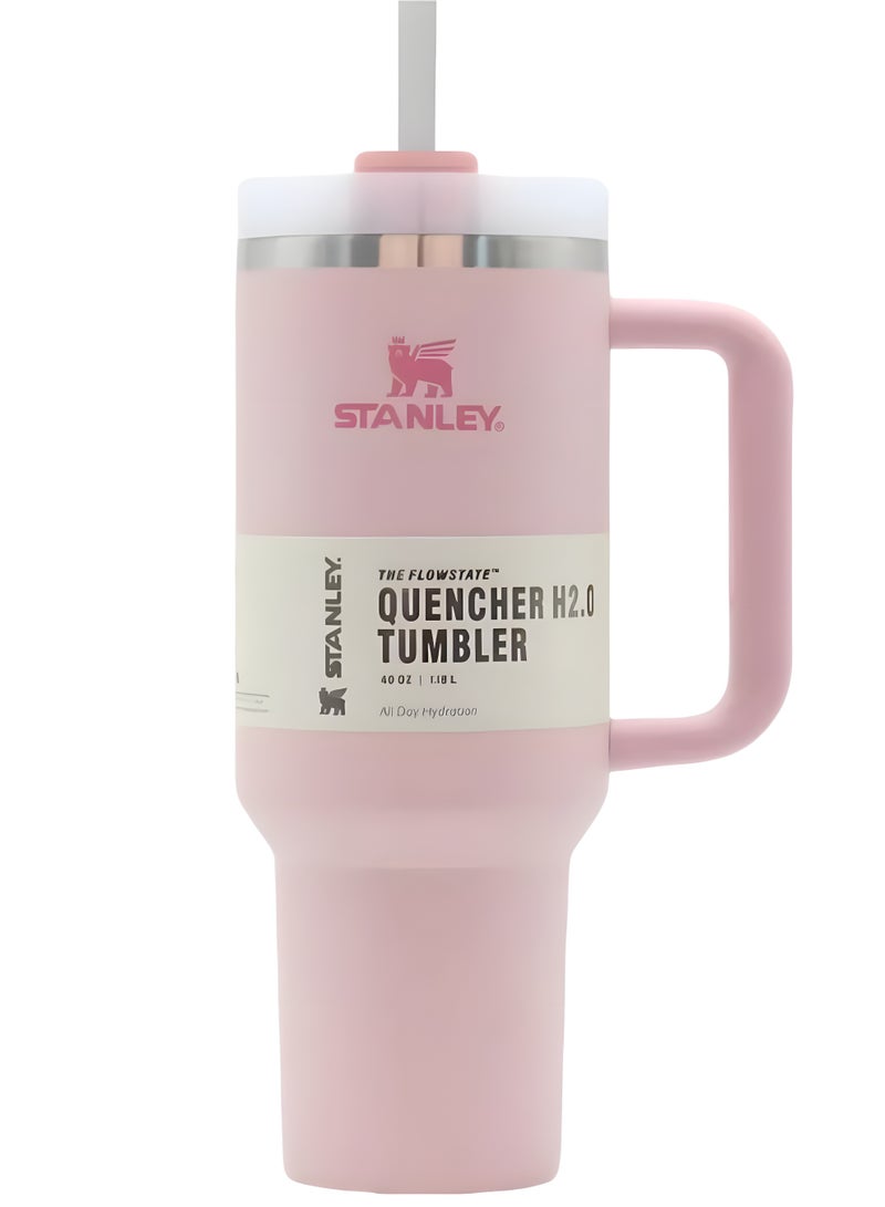 Stanley Quencher H2.0 FlowState Vacuum Stainless Steel Water Bottle with Lid and Straw, BPA-Free, 40oz, 28x10x7.5cm (Sakura Pink) - Image 1
