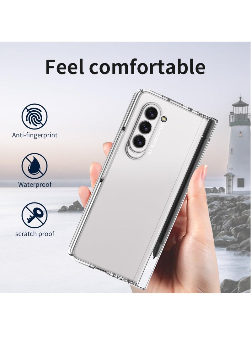 اووكاي جراب واقٍ لهاتف سامسونج جالاكسي زد فولد 7 مع قلم وحامل أقلام، جراب واقٍ بمفصلة مع واقي شاشة مدمج، جراب واقٍ فائق النحافة مقاوم للصدمات لهاتف زد فولد 7 [ليس قلمًا أصليًا] (شفاف) - Image 5