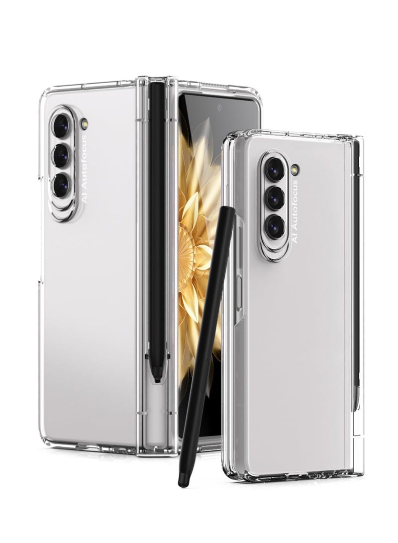 اووكاي جراب واقٍ لهاتف سامسونج جالاكسي زد فولد 7 مع قلم وحامل أقلام، جراب واقٍ بمفصلة مع واقي شاشة مدمج، جراب واقٍ فائق النحافة مقاوم للصدمات لهاتف زد فولد 7 [ليس قلمًا أصليًا] (شفاف) - Image 1