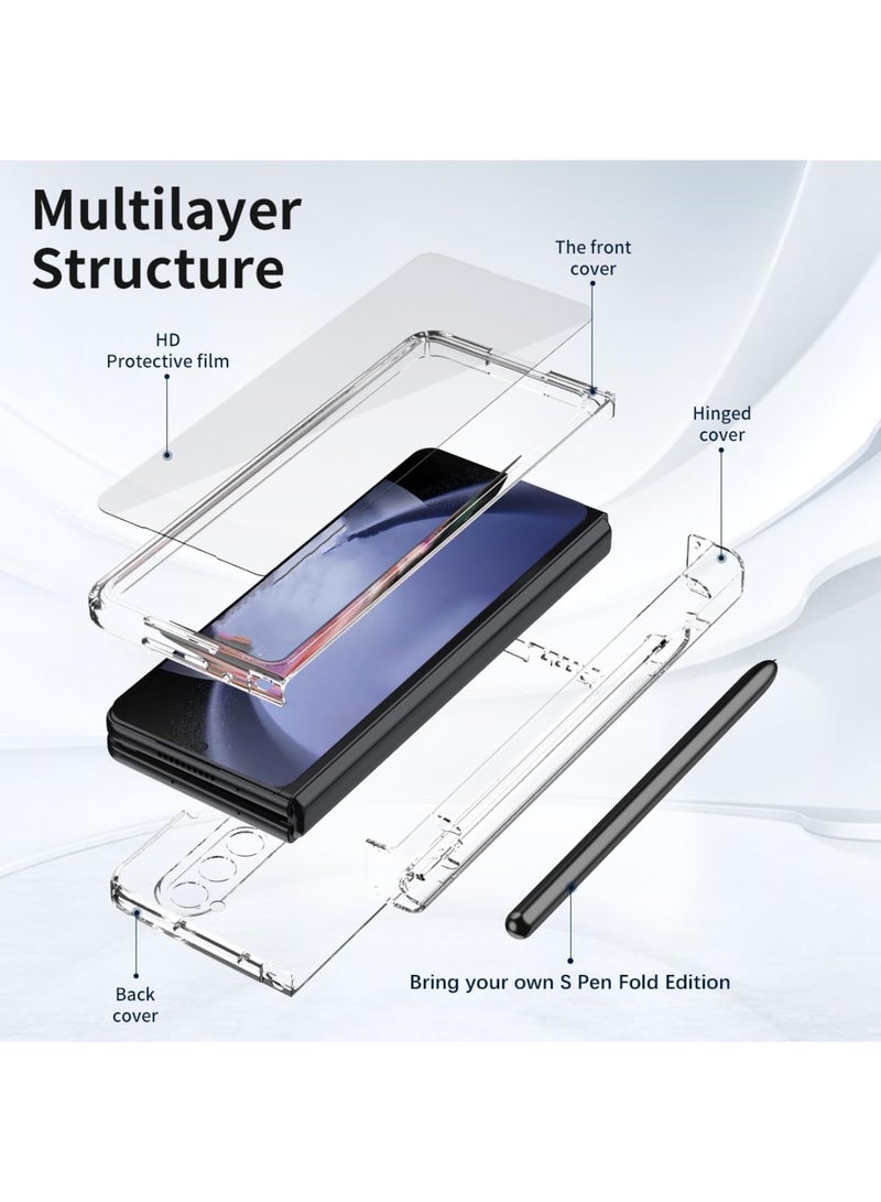اووكاي جراب واقٍ لهاتف سامسونج جالاكسي زد فولد 7 مع قلم وحامل أقلام، جراب واقٍ بمفصلة مع واقي شاشة مدمج، جراب واقٍ فائق النحافة مقاوم للصدمات لهاتف زد فولد 7 [ليس قلمًا أصليًا] (شفاف) - Image 4