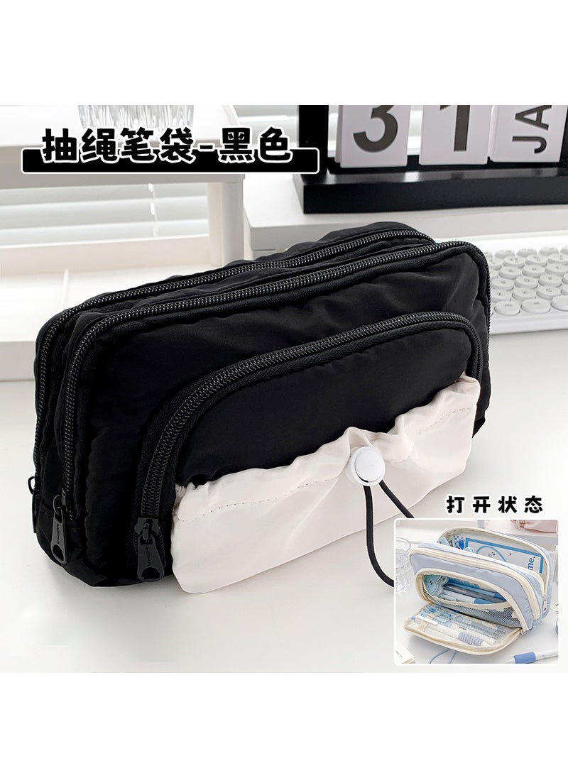 Generic - High Aesthetic Multi-layer Large Capacity Pencil Bag For Junior Primary School Students Creative Japanese Style Stationery Box Black - Image 1