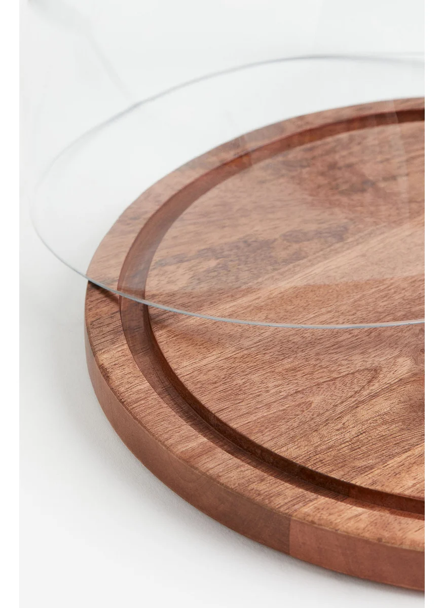 H&M Glass Dome With A Wooden Tray