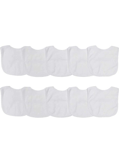 Neat Solutions 2-Ply Knit Terry Solid Color Feeder Bibs in White - 10 Count