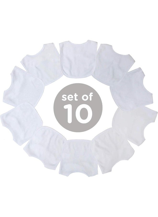 Neat Solutions 2-Ply Knit Terry Solid Color Feeder Bibs in White - 10 Count
