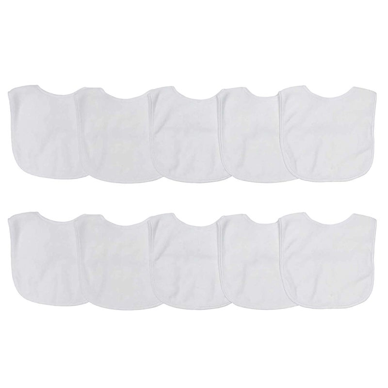 Neat Solutions 2-Ply Knit Terry Solid Color Feeder Bibs in White - 10 Count(Pack of 1) - Image 1